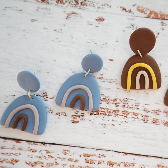 Polymer Clay Earring - Blue - Picture 3 of 6